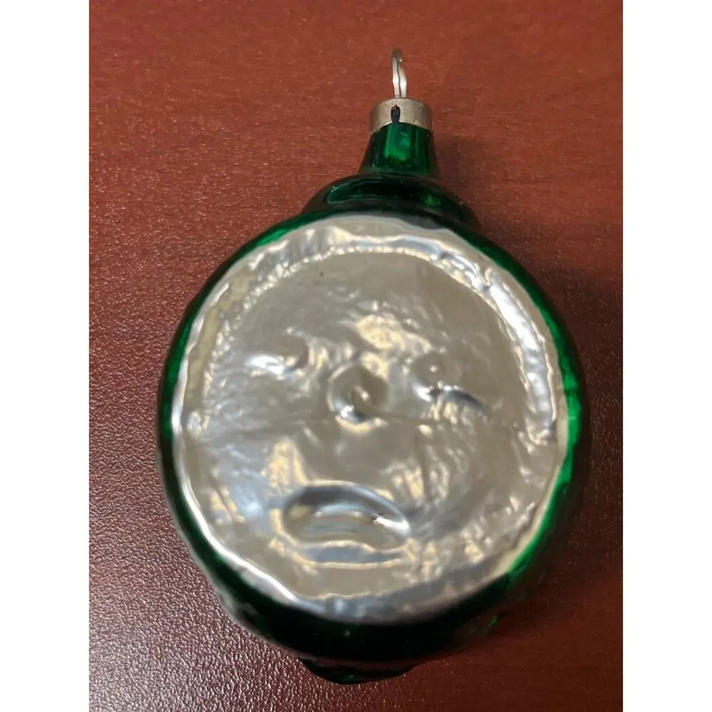 czechoslovakia clock face ornament Blown Glass Vintage